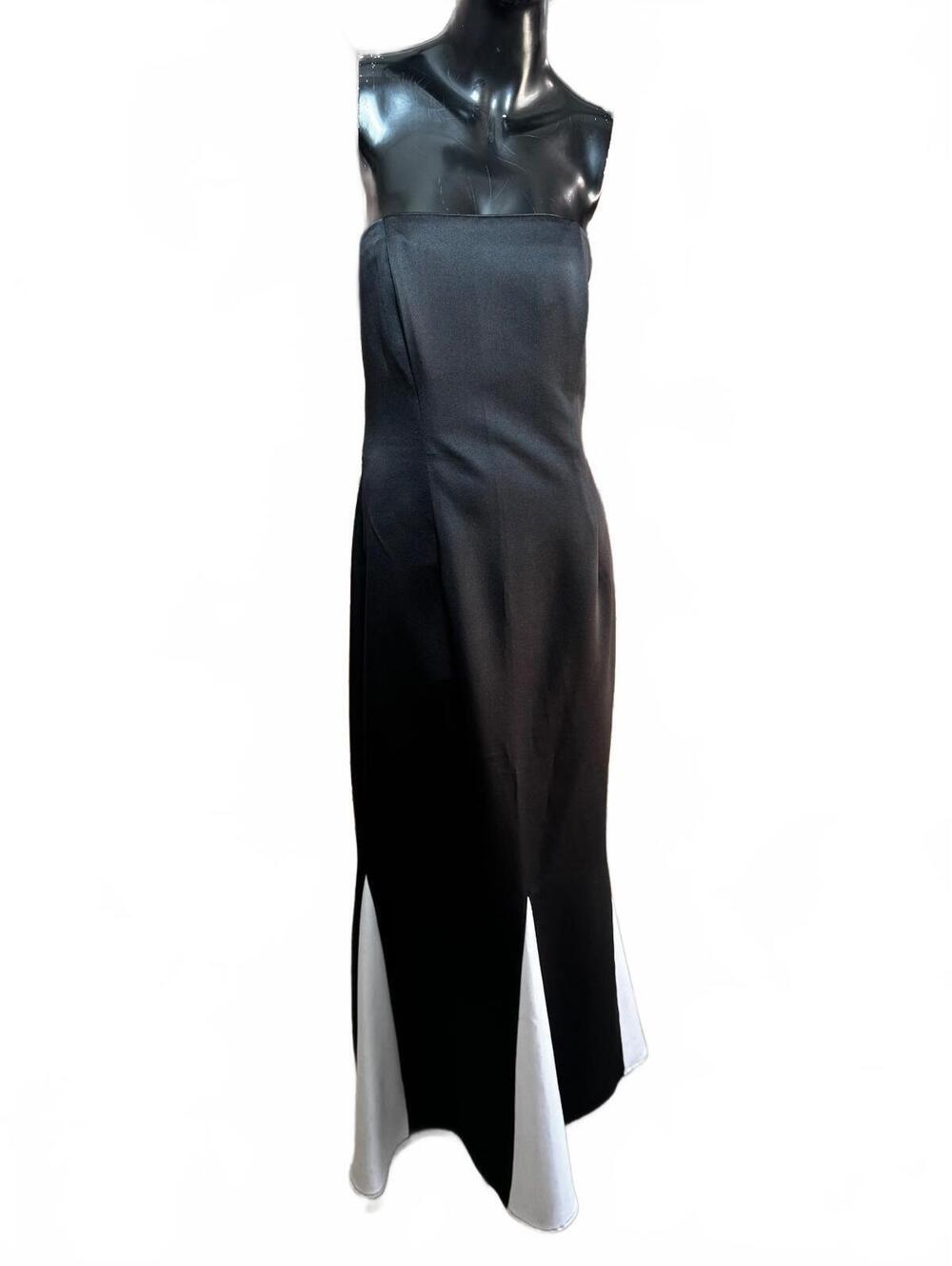 90s Windsor Strapless Evening Dress Black and White Formal Gown